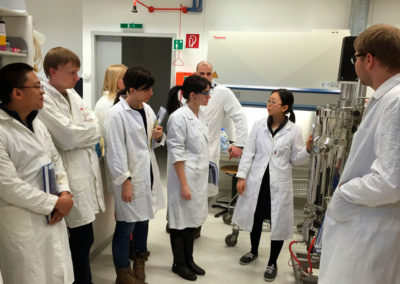 Su Ma explaining bioreactor fermentation to Patricia and ITN students. Protein Engineering Workshop, ITN-BIOENERGY Project, BOKU-Vienna, Feb2015