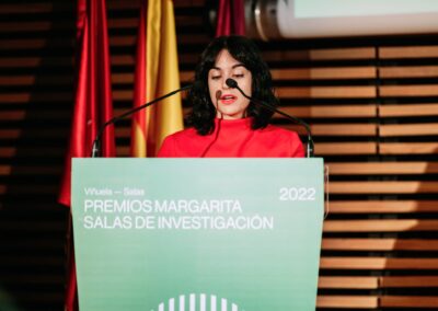 Pati speaking at the ceremony of her prize Premio Margarita Salas de Investigacion. Nov2022